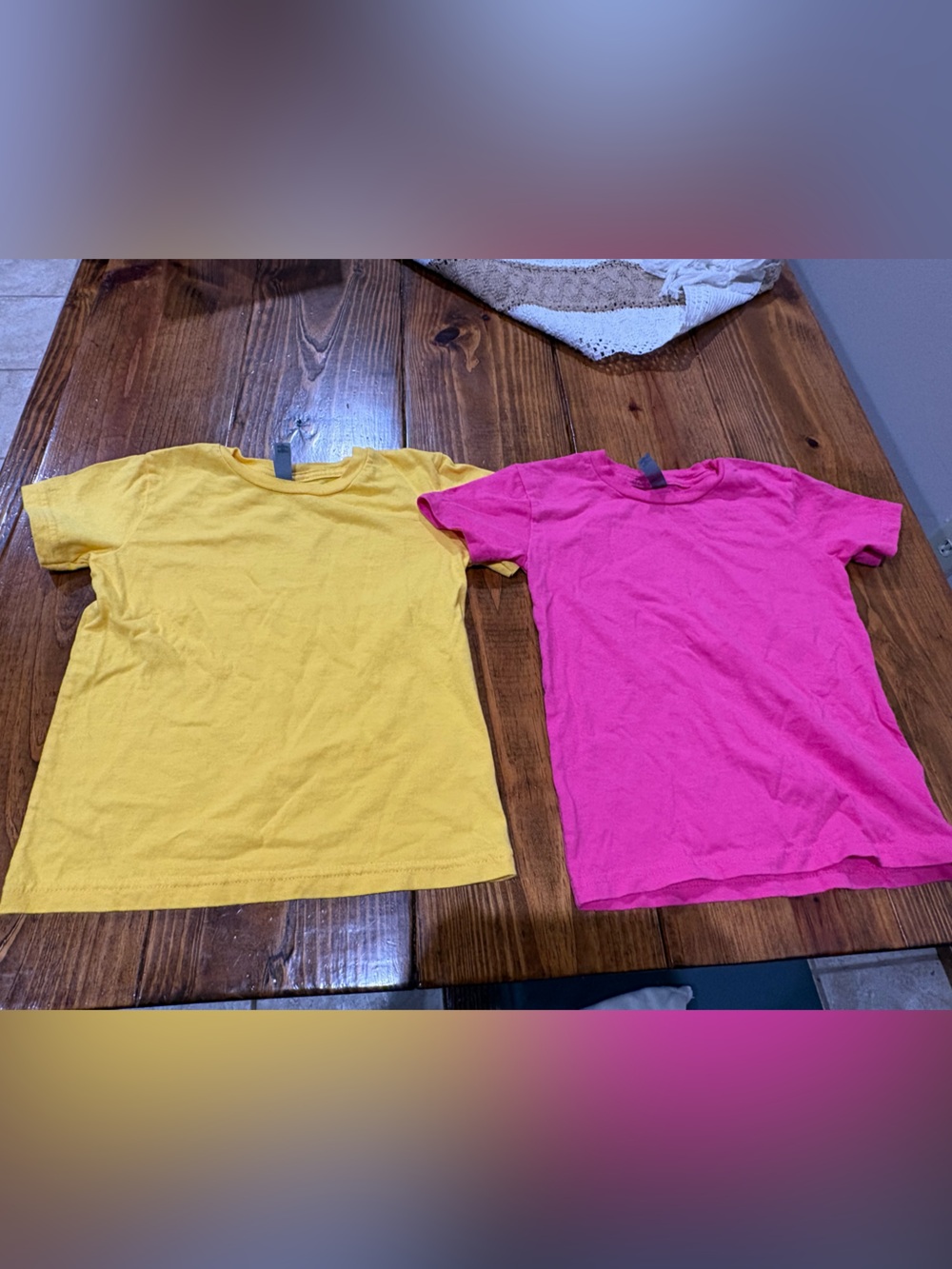 Bright Yellow and Hot Pink Short Sleeve T-Shirt Blanks